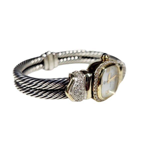 David Yurman YG Sterling Silver & Diamond Watch - Picture 4 of 8